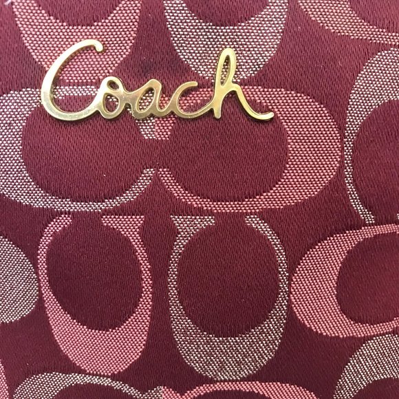 Coach Burgundy w/Gold & PoppyPink Jacquard Pattern - Picture 3 of 9